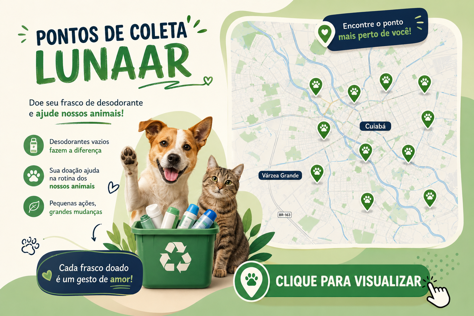 Mapa com pontos de coleta de frascos de alumínio
